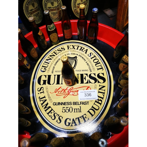 336 - Guinness drink's tray, collection of miniature bottles of Guinness and three pack of Guinness with o... 