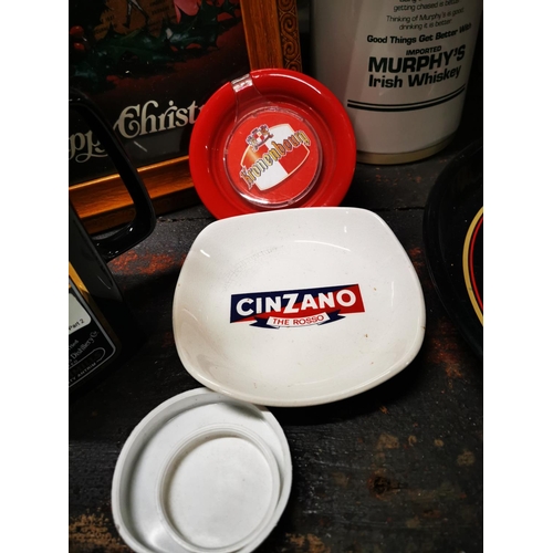 338 - Blackbush Irish Whiskey ceramic water jug { 16cm H } and Cinzano Bianco ashtray.