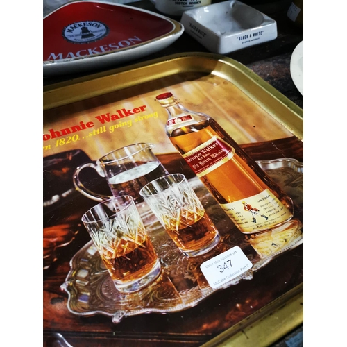 347 - Johnnie Walker tinplate drink's tray { 35cm Sq. }.