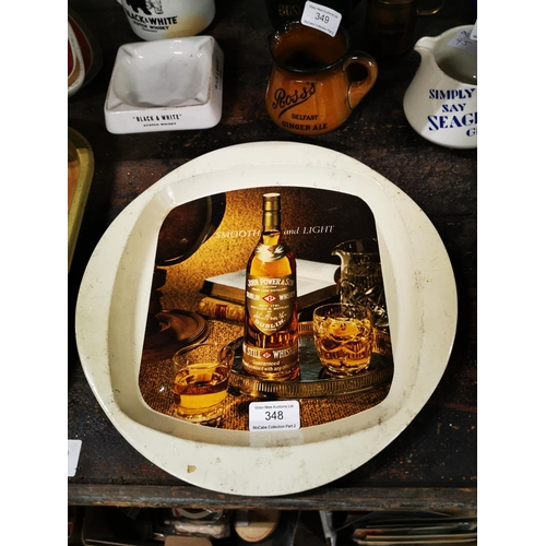 348 - John Power's & Son tinplate drink's tray { 31cm Dia }.