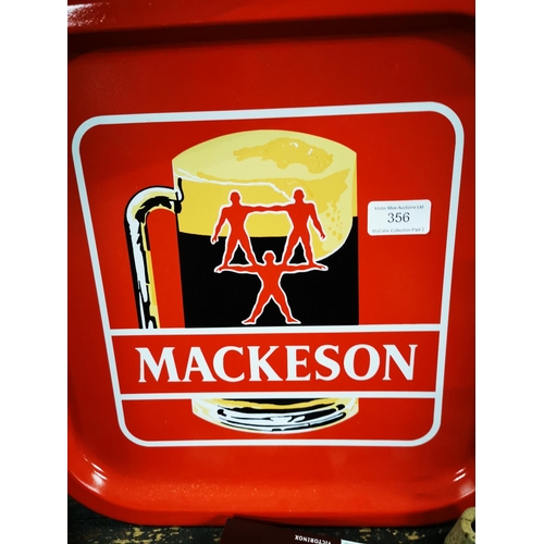 356 - Mackeson's tinplate drink's tray { 35cm Sq. }