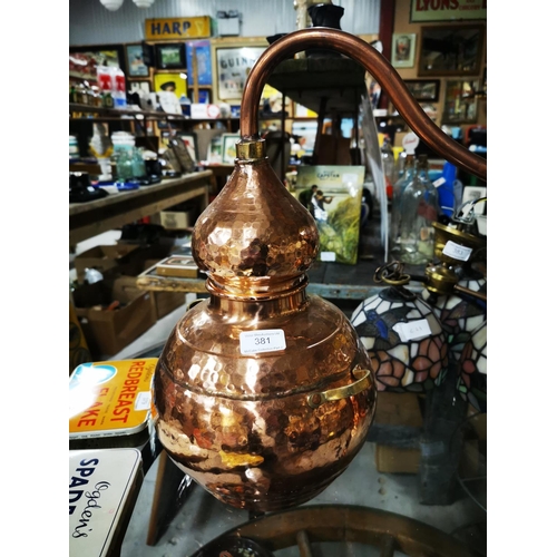 381 - Copper Whiskey still. { 44cm H X 26cm W }.