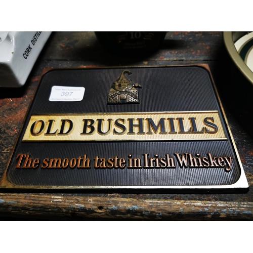 397 - Bushmill's green ceramic water jug {  12cm H X } and Old Bushmill's The Smooth Tasting Irish Whiskey... 