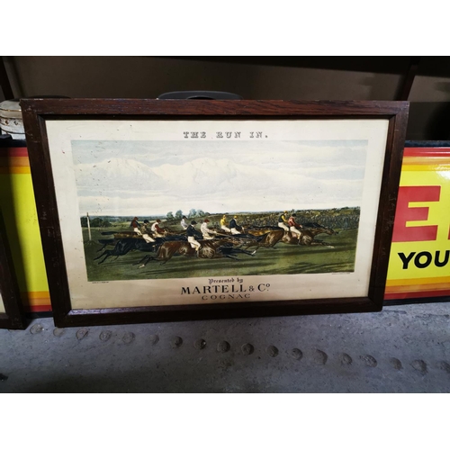 399 - Two Martell & Co Cognac framed advertisements  - The False Start  & The Running { Each 46cm H X 73cm... 