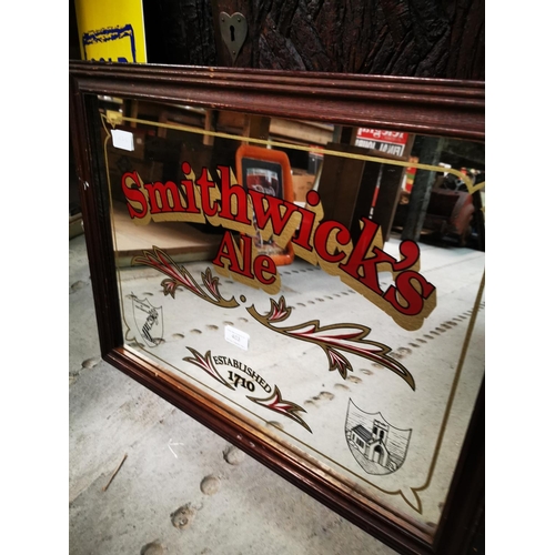 403 - Smithwick's Ale advertising mirror. { 43cm H X 63cm W }.