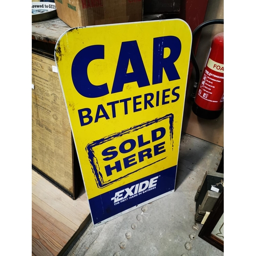 406 - Car Batteries Sold Here  - Exide The Finest Name  in Batteries double sided tinplate advertising sig... 