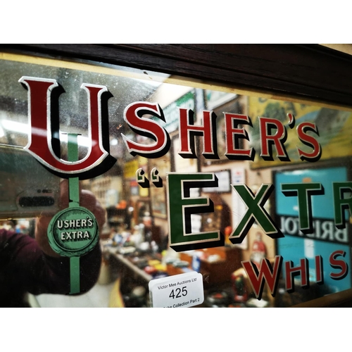 425 - Rare Usher's Extra Whisky framed advertising mirror by Forrest and Son Glasgow. { 28cm H X 55cm W  }... 