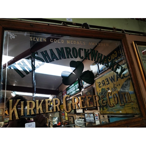 427 - The Shamrock Whiskey Kirker Greer and Co, Seven Medals framed advertising mirror, by Campbell Bros E... 