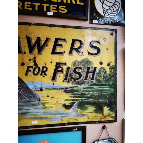 435 - Rare Household Word Sawyer's For Fish High St Belfast enamel advertising sign. { 76cm H X 122cm W }.