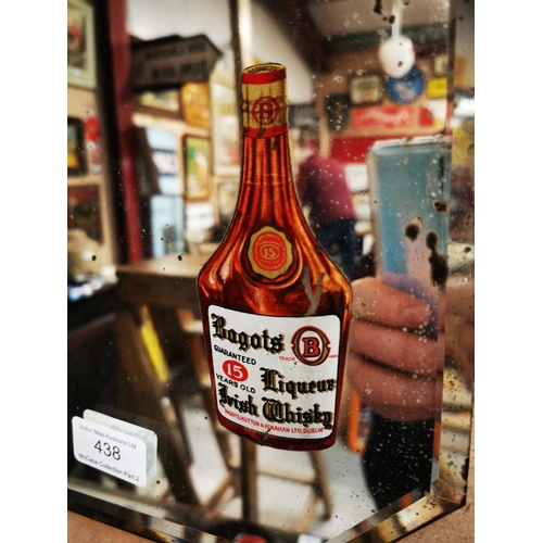 438 - Bagot's Liquor Irish Whiskey advertising mirror. { 35cm H X 25cm W }.