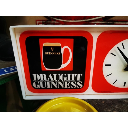 440 - Draught Guinness advertising clock. { 18cm H X 36cm W }.