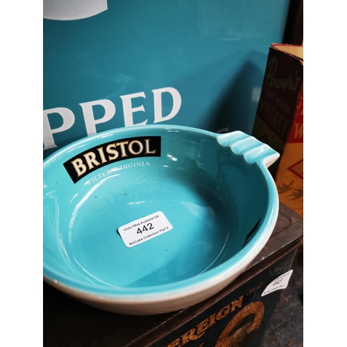 442 - 1900's Bristol Blue Cigarettes ceramic ashtray