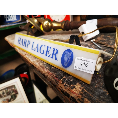 445 - Rare Harp Lager advertising shelf light.  { 6cm H X 36cm W }.