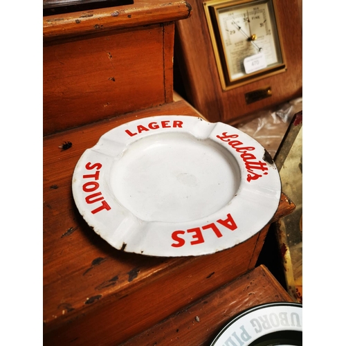 458 - Two Labatt's Ales Stout and Lager enamel ashtrays.