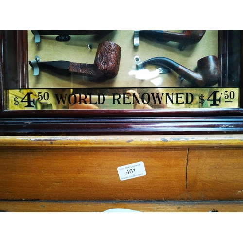 460 - Extremely rare 20th C. mahogany and gilded Civic Pipes advertising display cabinet with original pip... 