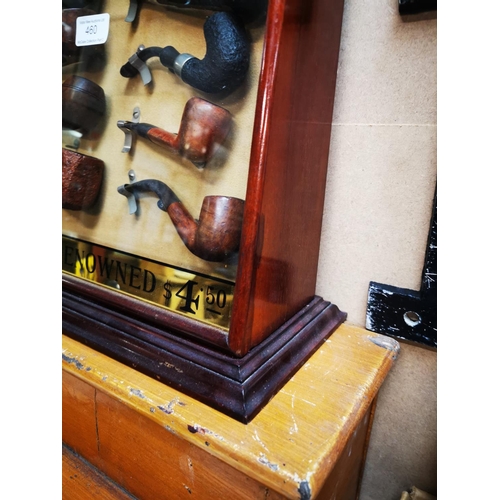 460 - Extremely rare 20th C. mahogany and gilded Civic Pipes advertising display cabinet with original pip... 