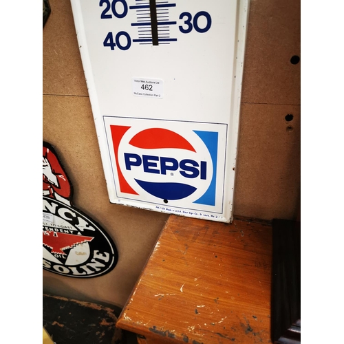 462 - 1950's  Pepsi Cola tin plate advertising thermometer {71 cm H x 18 cm W}.