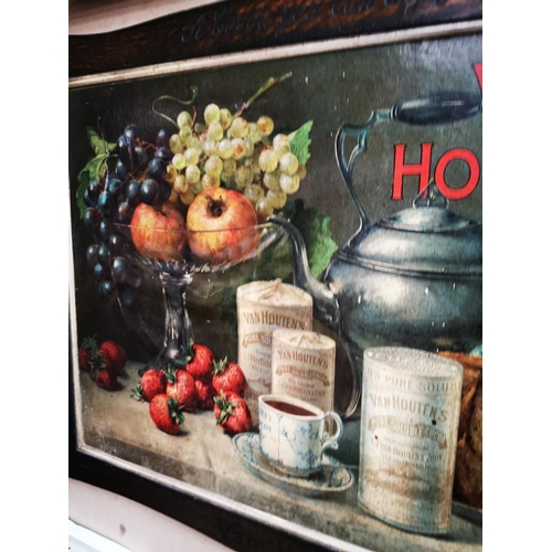 464 - Van Houten's Cocoa framed advertising print.  { 54cm H X 70cm W }.