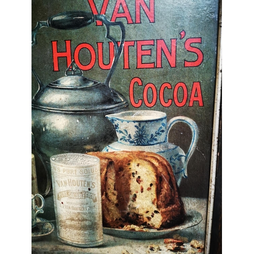 464 - Van Houten's Cocoa framed advertising print.  { 54cm H X 70cm W }.