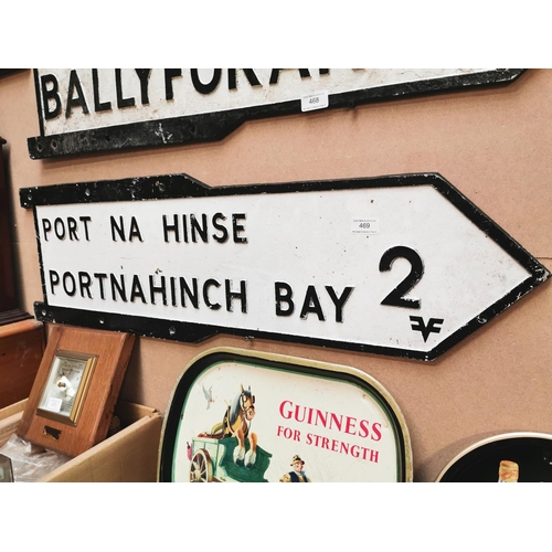 469 - Portnahinch bi - lingual finger post sign.  {29 cm H x 96 cm W}.