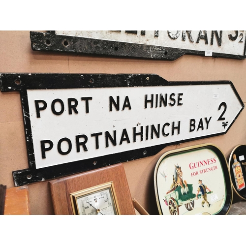 469 - Portnahinch bi - lingual finger post sign.  {29 cm H x 96 cm W}.