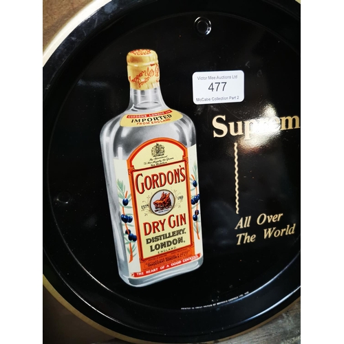 477 - Gordon's Gin tinplate drinks tray. { 26cm Dia. }.