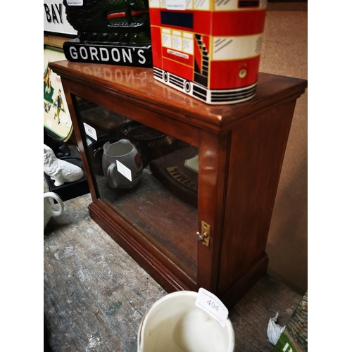 483 - Edwardian mahogany wall cabinet {33 cm H x 35.5 cm W x 15 cm D}.