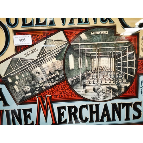 486 - D F Sullivan &  Co Tea and Wine Merchants Cork framed advertising print  { 52cm H X 62cm W }.