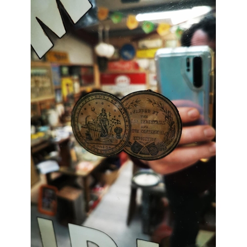 487 - Rare Mitchell's Old Irish Whisky Four Medals advertising mirror in original frame stamped Mitchells ... 