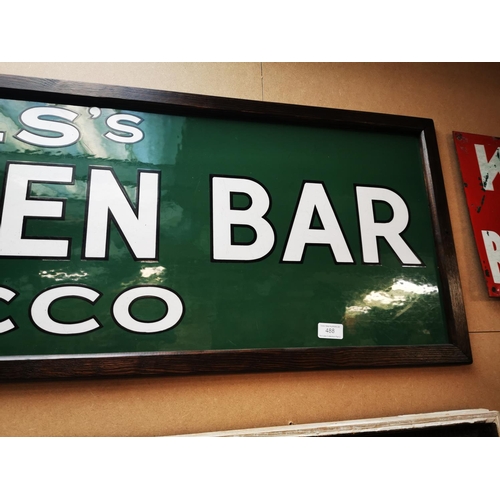 488 - Will's Cut Golden Bar Tobacco framed enamel advertising sign. { 41cm H X 154cm W }.