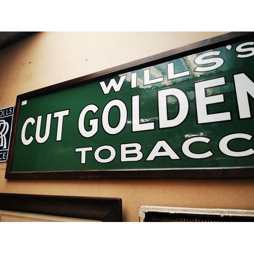 488 - Will's Cut Golden Bar Tobacco framed enamel advertising sign. { 41cm H X 154cm W }.