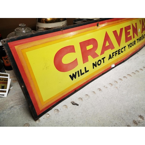 492 - Craven A Will Not Affect Your Throat enamel advertising Sign. { 38cm H X 162cm W }.