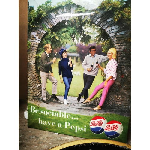 495 - Be Sociable and Have A Pepsi celluloid advertising showcard {31 cm H x 22 cm W}.