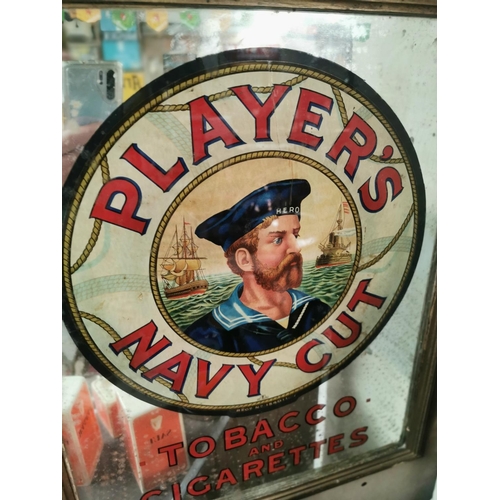 517 - Player's Navy Cut framed advertising mirror. { 56cm H X 46cm W }.