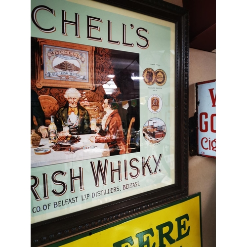 521 - Mitchell's Old Irish Whiskey advertising print. { 63cm H X 80cm W }.