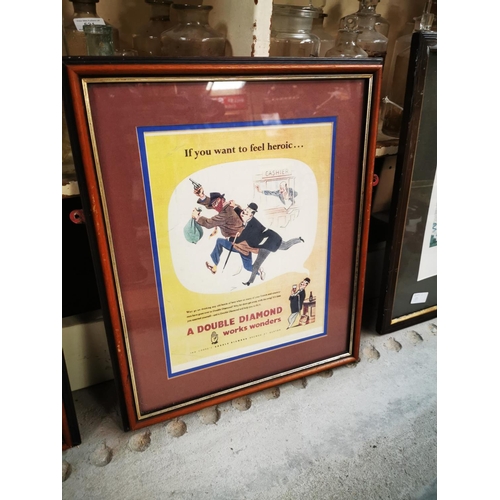 527 - Two Everybody Enjoys a Double Diamond framed advertising print {46 cm H x 39 cm W}.