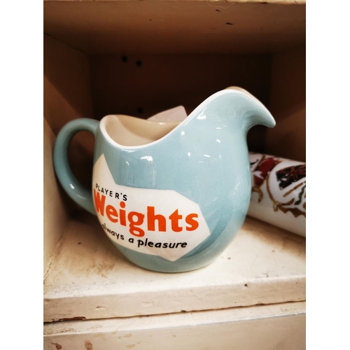 543 - Player's Weights - Always A Pleasure ceramic advertising jug {10 cm H}.