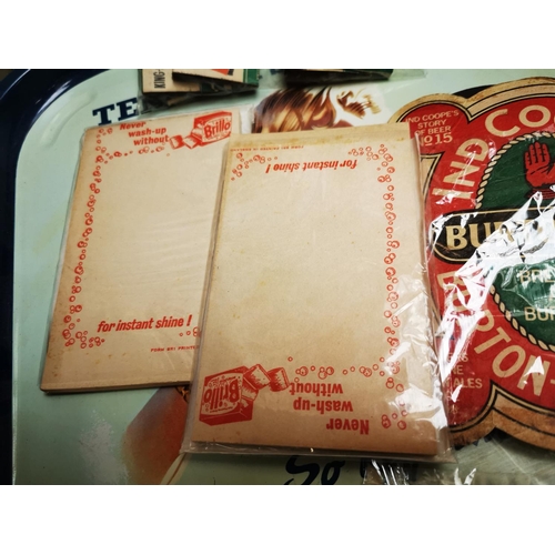 545 - Selection of 1960s 7-Up matches, Inde Coope Beer Mat and brillo note pads.