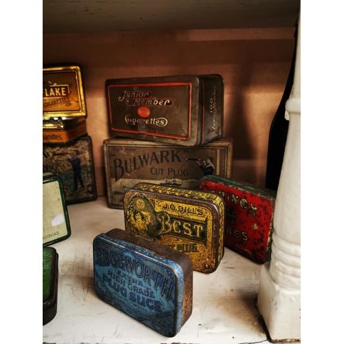 557 - Collection of nine advertising tobacco tins - Gold Flake, Bulwark, Junior Member etc.