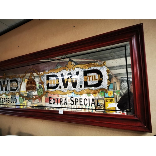 574 - D W D Whisky Pure Pot Still Ten Years Old Extra Special advertising mirror {52 cm H x 139 cm W}