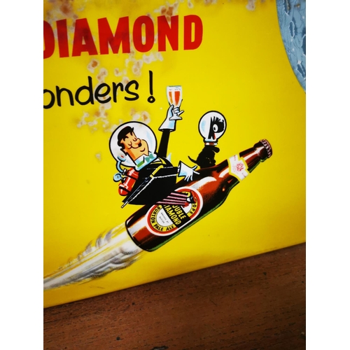 58 - 1950's A Double Diamond Works Wonders celluloid advertising showcard. { 19cm H X 38cm W }.