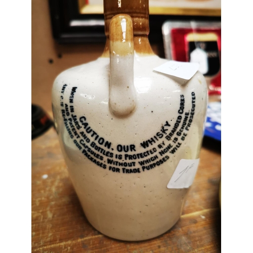 582 - Cruiskeen Lawn Old Irish Whiskey stoneware advertising flagon {18 cm H}.