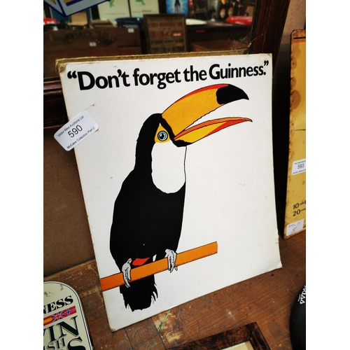 590 - Don't Forget The Guinness advertising showcard {29 cm H x 25 cm W} and framed Guinness advertising p... 