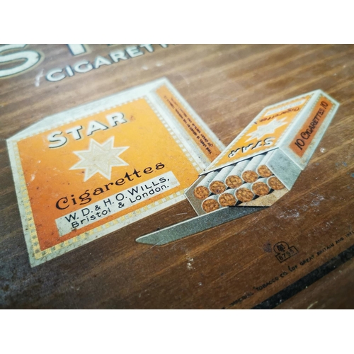 601 - Will's Star cigarettes pictorial advertising drinks tray {32 cm H x 41 cm W}.