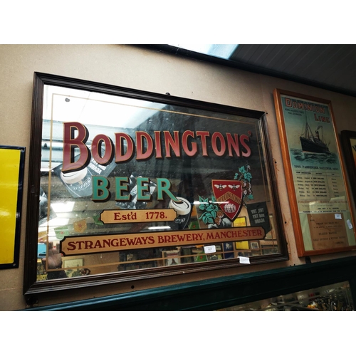 607 - Boddingtons' Beer Strangeways Brewery Manchester advertising mirror {58 cm H x 53 cm W }.