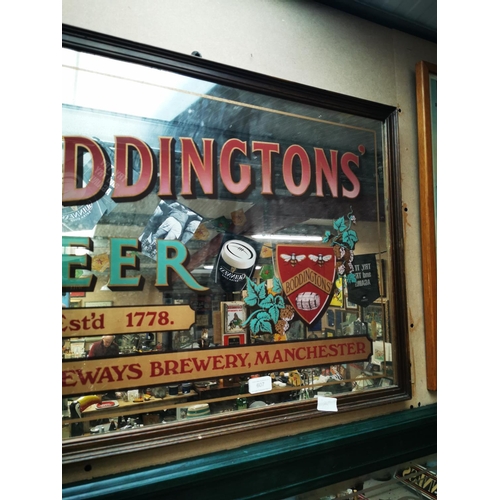 607 - Boddingtons' Beer Strangeways Brewery Manchester advertising mirror {58 cm H x 53 cm W }.