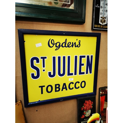 611 - Ogden's St Julien Tobacco enamel advertising sign {53 cm H x 60 cm W}.