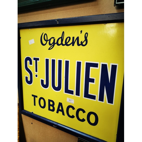 611 - Ogden's St Julien Tobacco enamel advertising sign {53 cm H x 60 cm W}.