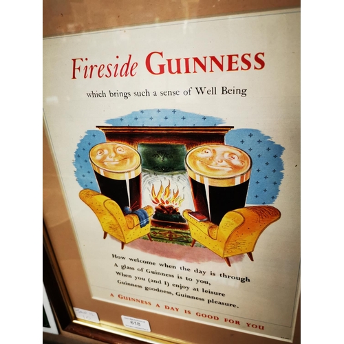 618 - Guinness framed advertising print {45 cm H x 37 cm W}.