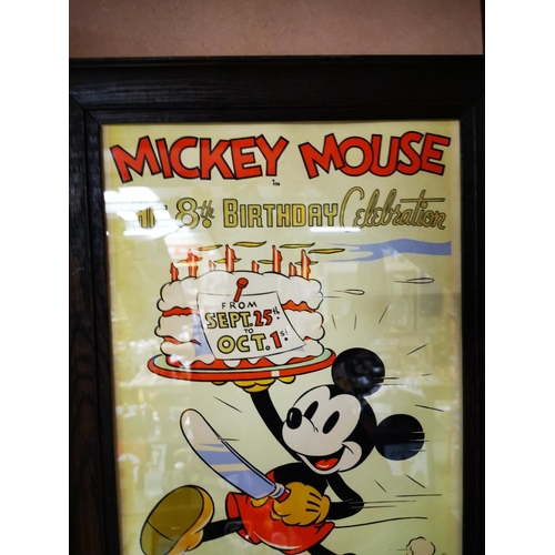 624 - Mickey Mouse His 8th Birthday Celebrations framed advertising print {54 cm H x 38 cm W}.